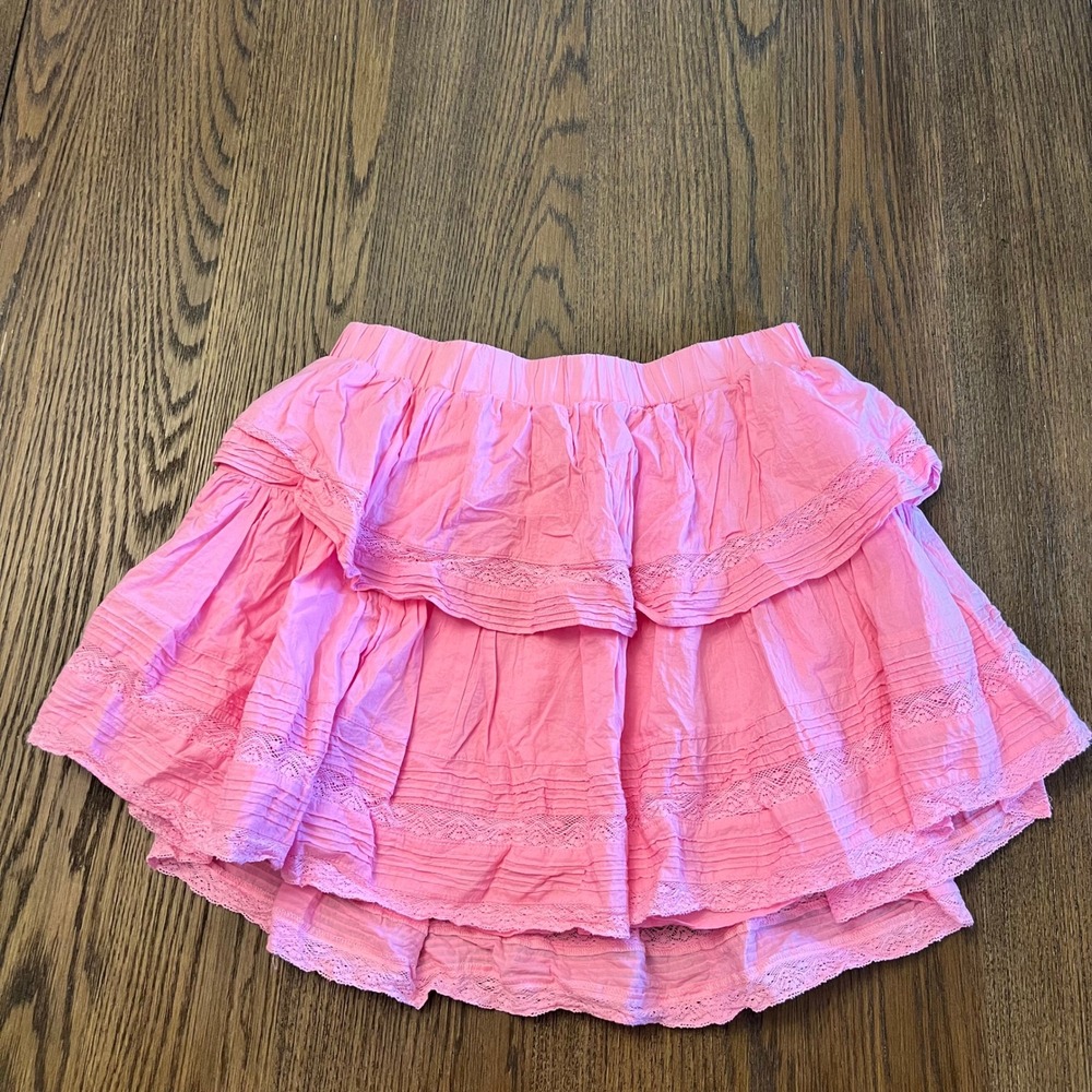 MABLE Mini Skirt Cotton Lace Tiered Ruffle Pink Boho Coquette Barbiecore Girly